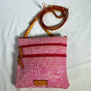 AUTHENTIC Dooney & Bourke Monogram Logo Embroidered Pink Crossbody Bag Purse